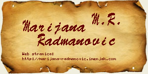 Marijana Radmanović vizit kartica